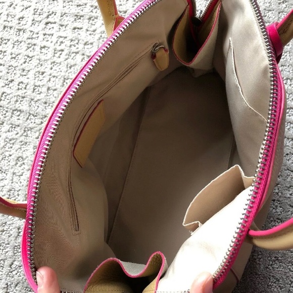 COACH Bleecker Preston Handbag Leather Camel/Pink - Picture 6 of 8